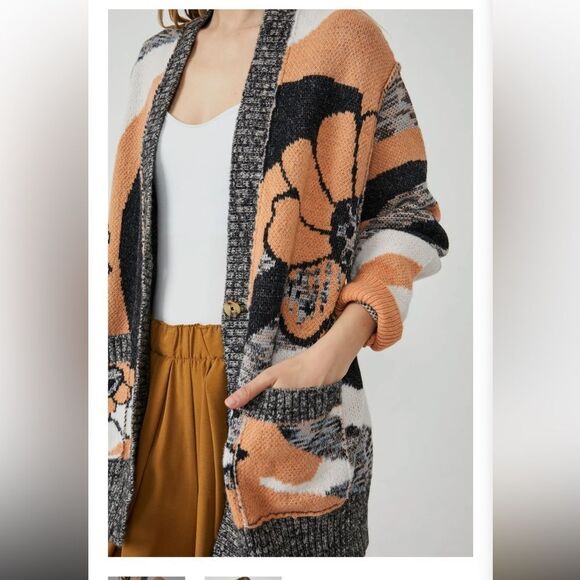LAST CHANCE Free People August Orchid Orange Oversize Cardigan - Picture 2 of 4